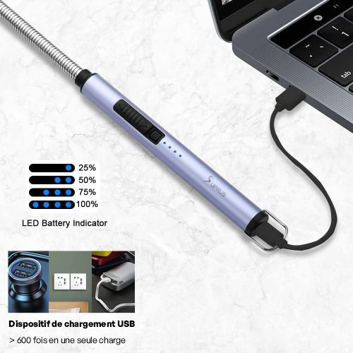 Briquet Electrique Flexible USB Batterie Rechargeable